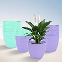 Kuber Industries Plastic Hanging Flower Pot for Balcony &amp; Railing Set of 6 (Blue)-18x18x59 cm
