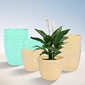 Kuber Industries Plastic Hanging Flower Pot for Balcony &amp; Railing Set of 6 (Blue)-18x18x59 cm