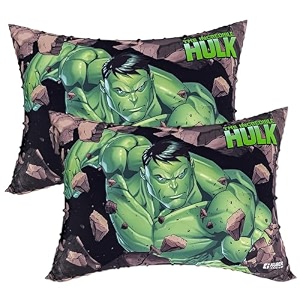 kuber industries pack of 2 baby pillow  marvel hulk print pillow  soft pillows for sleeping  cozy amp fluffy pillow  12x18 inch  green