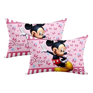 kuber industries 2 pcs kid39s disney mickey amp minnie pillow for sleeping  cozy and fluffy super soft pillow  12x18 inches - pink