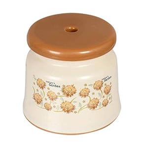 kuber industries pack of 2 bath stool  bathing stools for bathroom  plastic stool for home use  sitting stool for kitchen  flower printed  cream