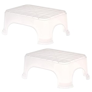 kuber industries pack of 2 bath stool for bathroom  plain square stool  bathroom stool for bathing  plastic stools for sitting  p6  transparent
