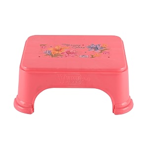 kuber industries bath stool for bathroom  plastic stools for sitting  bathroom stool for bathing  flower print square stool  pink