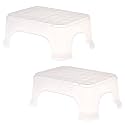 Kuber Industries Pack of 2 Bath Stool for Bathroom | Plain Square Stool | Bathroom Stool for Bathing | Plastic Stools for Sitting | P6 | Transparent