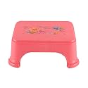 Kuber Industries Bath Stool for Bathroom | Plastic Stools for Sitting | Bathroom Stool for Bathing | Flower Print Square Stool | Pink