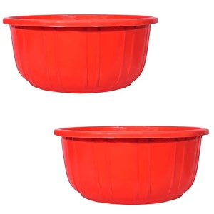 kuber industries pack of 2 bathwashing tubmultipurpose with unbreakable plastic materialsize 54 x 54 x 25 cm capicity 40 ltr red