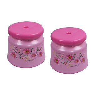 kuber industries pack of 2 bathroom stoolplastic stool for bathroomanti-slip with strong bearingsolid surface amp unbreakable materialpink