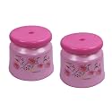 Kuber Industries Pack of 2 Bathroom Stool|Plastic Stool for Bathroom|Anti-Slip with Strong Bearing|Solid Surface &amp; Unbreakable Material|Pink