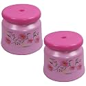 Kuber Industries Pack of 2 Bathroom Stool | Plastic Stool for Bathroom | Stool for Sitting | Anti -Slip with Strong Bearing | Patla for Toilet | Printed Design | Pink