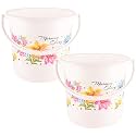 Kuber Industries Pack of 2 Bucket 16 Litre | Balti for Bathroom | Plastic Bucket for Mopping | Water Bucket for Kitchen | Flower Print | White