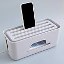 Kuber Industries Pack of 2 Cable Management Box | Wire Organizer Box for Home-Office Desk | Cord Organizer | WiFi-Router Storage Box | Wire Finishing Box | Wire Extention Board | 714 Grey