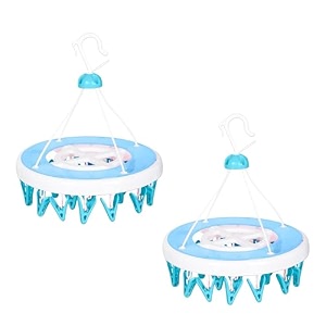 kuber industries plastic 360 degree portable folding clothes drying rack space saving travel rotatable clips green 32 clip kubmart15537