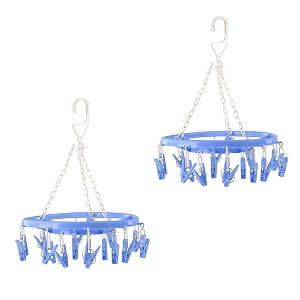 kuber industriespack of 2 cloth drying hanger360 cloth drying standbaby cloth drying pegs16 clips clothes hanger for socksbrasunderwear amp towelsround cloth drying clipsblue30x30x24 cm