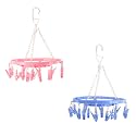 Kuber Industries (Pack of 2) Cloth Drying Hanger | 360? Cloth Drying Stand | Baby Cloth Drying Pegs | 16 Clips Clothes Hanger for Socks, Bras &amp; Towels | Round Cloth Drying Clips | Pink &amp; Blue