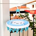Kuber Industries Cloth Drying Hanger | 24 Clips Cloth Hanger | Cloth Drying Stand | Baby Cloth Drying Pegs | Clothes Hanger Pegs | Round Cloth Drying Clips | Transparent Blue