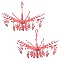 Kuber Industries Plastic 360 Degree Portable Folding Clothes Drying Rack Space Saving Travel Rotatable Clips (Green, 32 Clip, KUBMART15537)