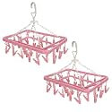 Kuber Industries Plastic 360 Degree Portable Folding Clothes Drying Rack Space Saving Travel Rotatable Clips (Green, 32 Clip, KUBMART15537)
