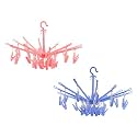 Kuber Industries (Pack of 2) Cloth Drying Hanger | 360� Cloth Drying Stand | Baby Cloth Drying Pegs | 24 Clips Clothes Hanger for Socks, Bras &amp; Towels | Folding Cloth Drying Clips | Pink &amp; Blue