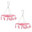 Kuber Industries Plastic 360 Degree Portable Folding Clothes Drying Rack Space Saving Travel Rotatable Clips (Green, 32 Clip, KUBMART15537)