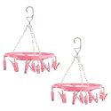 Kuber Industries (Pack of 3) Cloth Drying Hanger | 16 Clips Baby Drying Pegs | 360 Degree Rotatable Hanger | Clip Stand for Cloth | Round Cloth Drying Stand | Pink