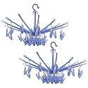 Kuber IndustriesCloth Drying Hanger Rack (32 Clips)|360 Degree Portable &amp; Rotatable Clips|Space Saving Travel &amp; Durable Plastic|Size 40 x 38 x 30 cm (Pink)-KUBMART15537