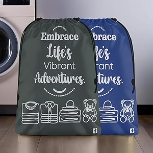 kuber industries pack of 2 cloth storage bag  storage organizer  parachute cloth organizer  waterproof garments cover  travel storage bag for clothing  large  royal blue amp grey