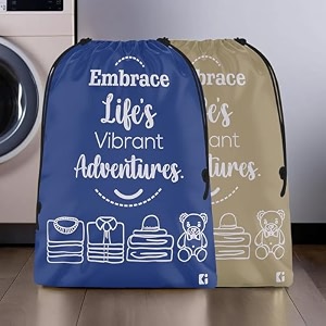 kuber industries pack of 2 cloth storage bag  storage organizer  parachute cloth organizer  waterproof garments cover  travel storage bag for clothing  large  brown amp royal blue