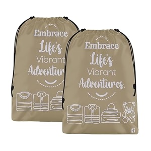 kuber industries pack of 2 cloth storage bag  storage organizer  travel cloth carrying bag  garments cover for laundry  travel storage organizer bag for clothing  large  brown