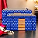 Kuber Industries 88 Liter Clothes Storage Box | Foldable Steel Frame Clothes Organizer | Storage Box For Wardrobe-Saree-Shirts And Blankets | Underbed Storage Bag | Dot Print | Royal Blue