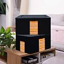 Kuber Industries Pack of 2 Clothes Storage Box | 24 Liter Foldable Steel Frame Clothes Organizer | Underbed Storage Bag | Storage Box For Wardrobe-Saree-Shirts And Blankets | Grey &amp; Black