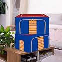 Kuber Industries Pack of 2 Clothes Storage Box | 24 Liter Foldable Steel Frame Clothes Organizer | Underbed Storage Bag | Storage Box For Wardrobe-Saree-Shirts And Blankets | Red &amp; Blue