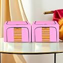 Kuber Industries Pack of 2 Clothes Storage Box | 24 Liter Foldable Parachute Steel Frame Wardrobe Organizer | Waterproof Storage Box for Saree-Shirts &amp; Blankets | Underbed Storage Bag | Pink