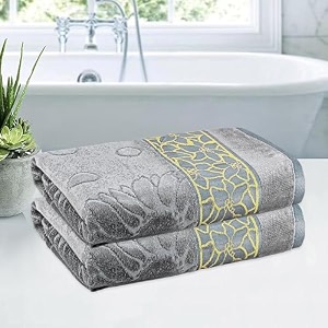 kuber industries 30  60 inch cotton bath towel for men amp women  450 gsm wrinkle resistant quick-drying towels for travel  velvet border  gray