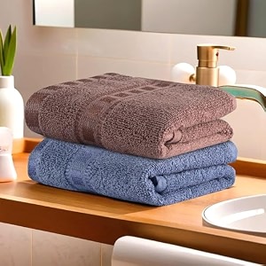 kuber industries pack of 2 cotton handface towels for men amp women  easily washable  workout gym napkins for men  pocket towel - dark blue amp brown