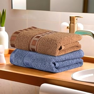 kuber industries pack of 2 cotton handface towels for men amp women  easily washable  workout gym napkins for men  pocket towel - dark blue amp golden
