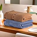 Kuber Industries Pack of 2 Cotton Hand/Face Towels for Men & Women | Easily Washable | Workout Gym Napkins for Men | Pocket Towel - Dark Blue & Golden