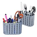 Kuber Industries Pack of 2 Cutlery Holder | Kitchen Organizer with 3 Compartments | Stationery Organizer | Dining Tableware Stand | Multipurpose Desk Organizer Box | Sunny | Gray