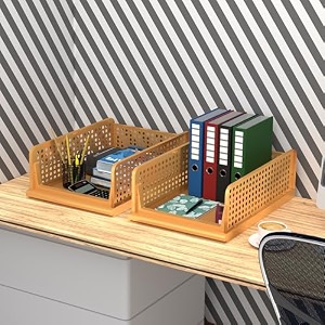 kuber industries pack of 2 desk stationary organizer  foldable office desk organizers  drawers for dressing table  storage bins for kitchen bathroom  ivory