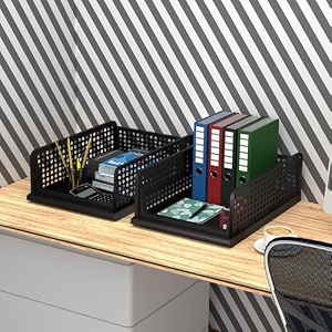 kuber industries pack of 2 desk stationary organizer  foldable office desk organizers  drawers for dressing table  storage bins for kitchen bathroom  black