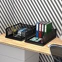 Kuber Industries (Pack of 2) Desk Stationary Organizer | Foldable Office Desk Organizers | Drawers for Dressing Table | Storage Bins for Kitchen, Bathroom | Black