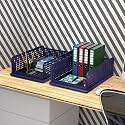 Kuber Industries (Pack of 2) Desk Stationary Organizer | Foldable Office Desk Organizers | Drawers for Dressing Table | Storage Bins for Kitchen, Bathroom | Blue