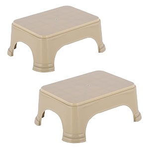 kuber industries pack of 2 durable bathroom stool for bathing  comfortable indoor machiya for sitting  senior citizens bath stool amp adults patla chair for home  plain p6 - beige