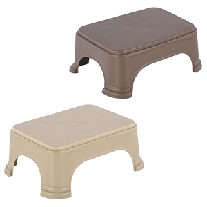 kuber industries pack of 2 durable bathroom stool for bathing  comfortable indoor machiya for sitting  senior citizens bath stool amp adults patla chair for home  plain p6 - beige amp brown