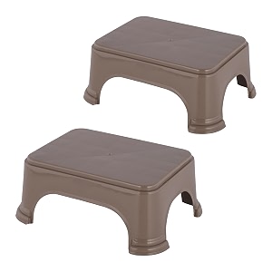 kuber industries pack of 2 durable bathroom stool for bathing  comfortable indoor machiya for sitting  senior citizens bath stool amp adults patla chair for home  plain p6 - brown