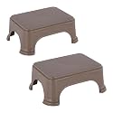 Kuber Industries Pack of 2 Durable Bathroom Stool for Bathing | Comfortable Indoor Machiya for Sitting | Senior Citizens Bath Stool &amp; Adults Patla Chair for Home | Plain P6 - Brown