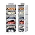 Kuber Industries 6-Shelf Foldable Hanging Organizer for Wardrobe with Velcro | 10x15 Inch | Multipurpose Almirah Organizer Clothes | Space-Saving &amp; Lightweight Design | Plain Grey