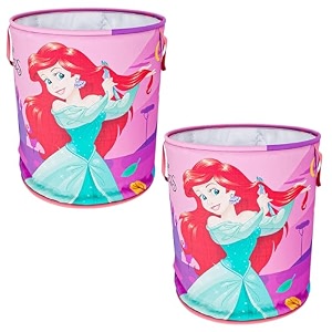 kuber industries foldable laundry basket for clothes  non-woven round cloth laundry bag  washing clothes storage basket  disney princess  45 ltr  pink