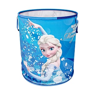 kuber industries foldable laundry basket for clothes  non-woven round cloth laundry bag  washing clothes storage basket  disney frozen  45 ltr  blue