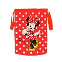 Kuber Industries Foldable Laundry Basket for Clothes | Non-Woven Round Cloth Laundry Bag | Washing Clothes Storage Basket | Disney Minnie Mouse | 45 LTR | Red