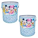 Kuber Industries Pack of 2 Foldable Laundry Basket for Clothes | Non-Woven Round Cloth Laundry Bag | Washing Clothes Storage Basket | Disney Mickey Friend | 45 LTR | Sky Blue